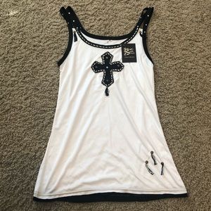 Studded and embellished tank top